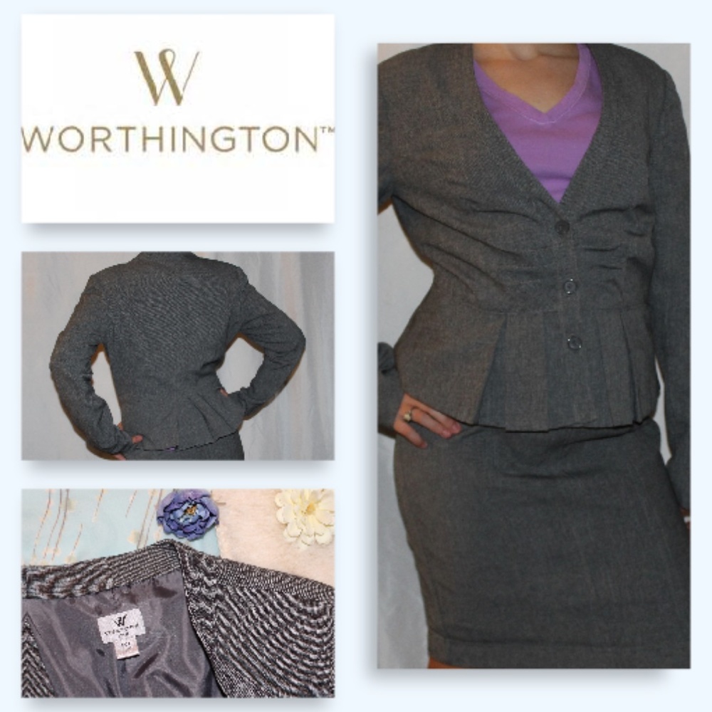 Worthington, Clasic Skirt Suit Set, Size 6P/10P